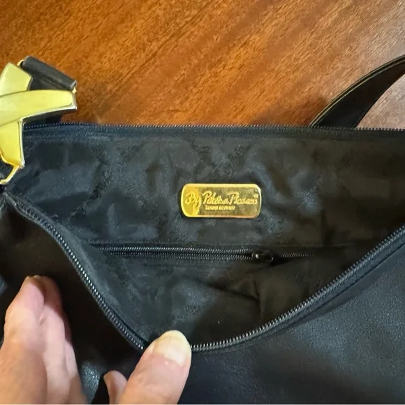 Paloma Picasso Elegant Black Shoulder Bag with Gold Details